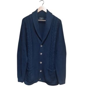 Earnest Sewn Men's Knit Cardigan Sweater Navy Blue Size Large